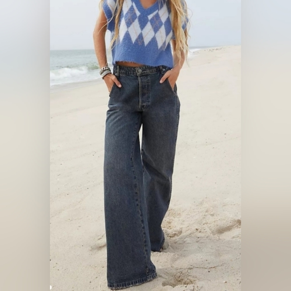 We The Free Dark Blue Flare Jeans